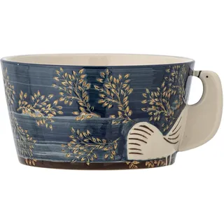 Bloomingville Hezha Steingut-Schale in Blau – Elegante Schale für Speisen und Dekoration, D13xH7 cm