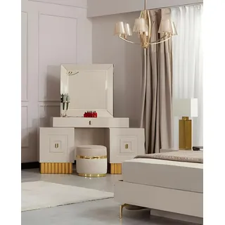 Schminktisch Frisiertisch Schminkkonsole Konsole Holz Beige Design - Beige