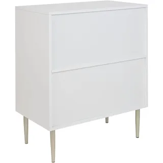 BELIANI Sideboard Weiß u. Gold aus MDF Metall mit 2 Türen Geriffelte Optik Modern Elegant Kommode für Schlafzimmer Wohnzimmer Flur - Weiß, Gold