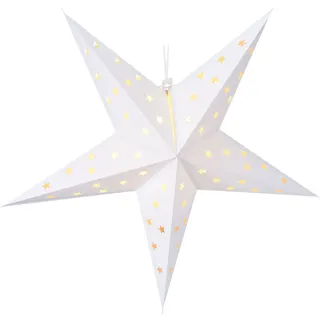 3.06 Papierstern 60 cm - 10 LED - zum hängen - Farbe: weiß - Weiß