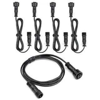 HIBOITEC IP67 Wasserdicht Verlängerungskabel 1M/2 Pin(5 Stück), für Terrassenbeleuchtung, Terrassen Einbaustrahler LED Aussen, Einfarbig LED Einbaustrahler
