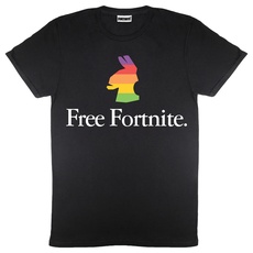 Free Fortnite Regenbogen-Lama Freund Fit T Shirt, Damen, S-XXL, Schwarz, Offizielle Handelsware