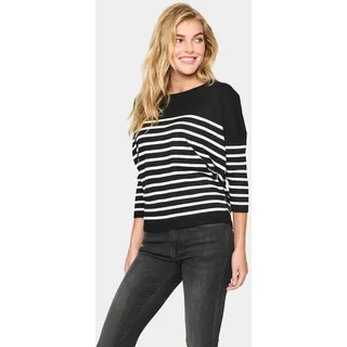 Saint Tropez Strickpullover »MilaSZ R-neck Stripe« Oversize Fit, Feinstrick, Viskosemischung, schwarz
