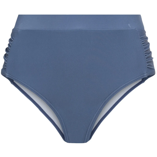 Highwaist-Bikini-Hose LSCN BY LASCANA "Gina", Damen, Gr. 40, N-Gr, blau (rauchblau), Recycling-Polyamid, unifarben, Badehosen Highwaist-Bikini-Hose, mit modischen Raffungen