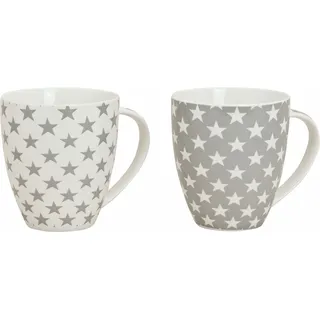 XXL Tassen 2er Set mit Sternen - 650ml Füllmenge - Weiß, Grau