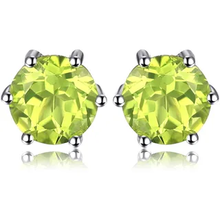 JewelryPalace Rundschliff 1.1ct Echt Peridot Ohrstecker Silber 925 Damen, Naturstein Schmuck Set Grün, Ohrringe Silber Edelstein Mädchen, Ohrstecker Silber Klein mit Stein Frauen Geschenk