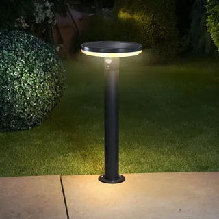 esotec Solarleuchte für außen AREZZO PIR LIFEPO4-Akku wetterfest METALL 102742 - Schwarz