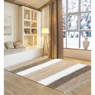 otto home »Alizee« rechteckig 5 mm Höhe Wendeteppich, reine Baumwolle, handgewebt, gestreift, waschbar, modern,