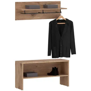 Idimex Garderobenset Malea , Braun , Holzwerkstoff , Mode , 90x82x36 cm , Garderobe, Garderobenpaneele, Wandgarderobe