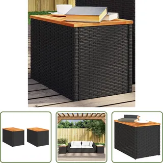 The Living Store Garten-Beistelltische 2 Stk Schwarz 55x34x37cm Poly Rattan Holz - Schwarz
