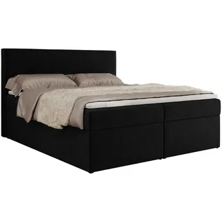 MKS Meble MKS Boxbett, Schwarz, 2-Sitzer, H4 7-Zonen, Rechteckig, 180x200 cm Oeko-Tex®, Schlafzimmer, Betten, Boxspringbetten
