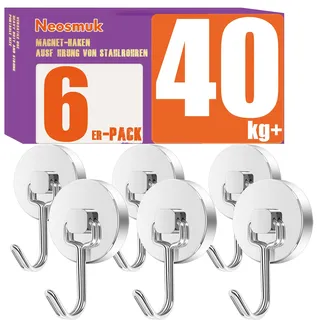 Neosmuk Swing Magnethaken Silber,40kg Magnet Haken Extra Stark für Spind Organizer,Neodym Magnete,Haken Magnetisch Sehr Stark für Werkstatteinrichtung,Heckzelt,Grill