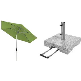 Doppler Sonnenschirm Aluminium 275 Fresh Green Granit-Sonnenschirmständer mit Ausziehgriff 72kg