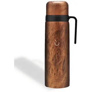 balibetov Thermobehälter für Yerba Mate Gourd - Vakuumisoliert Mit Doppelter Edelstahlwand - BPA-frei - Thermoskanne speziell für Mate Becher oder Mate Kürbis (Holz)