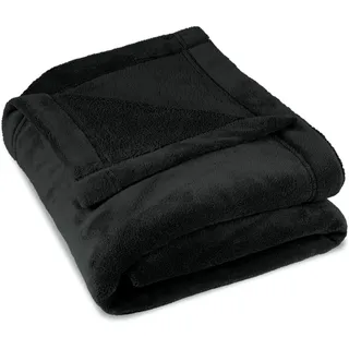 CELINATEX Flauschige Kuscheldecke 150 x 200 cm schwarz Decke Sofa warm Wohndecke weich Mikrofaser Fleece Oeko-TEX Montreal