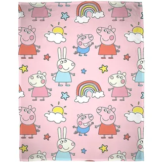 Character World Offiziell lizenzierte Peppa Pig Fleece-Decke | Superweiches, warmes, Verspieltes rosa Design