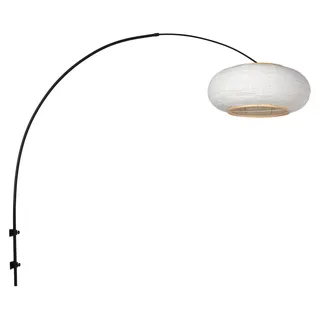 Wandleuchte - schwarz - Silva Alba - holz leinen metall - bogenlampe - E27 - 4619ZW - Steinhauer - Schwarz