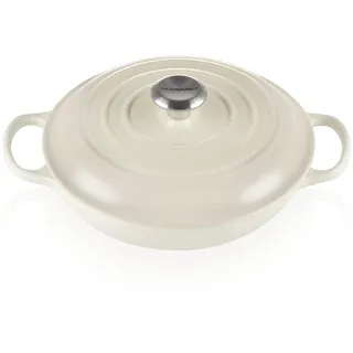 Le Creuset Signature Gusseisen Gourmet-Profitopf, Rund, Ø 26 cm, 2,2 l, Für alle Herdarten inkl. Induktion geeignet, 4,205 kg, Meringue, 21180267164430