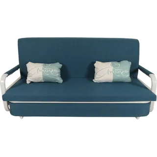 Mendler Schlafsofa HWC-M83, Schlafcouch Couch Sofa, Schlaffunktion Bettkasten Liegefläche, 190x185cm ~ Stoff/Textil dunkelblau