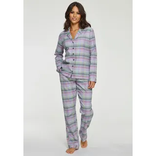 Vivance Dreams Pyjama Set, 2 tlg. aus kuschelig weichem Flanell, lila, kariert