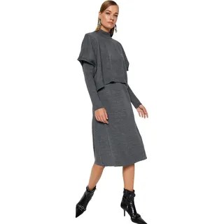 Trendyol Damen Shift Oversize Knitwear Dress Kleid, Anthracite, Medium