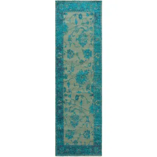 Kunstloft Läufer Frencie Türkis 80x250 cm , Textil , Patchwork , Rechteckig , 80x1 cm , Gots , wasserabweisend , Teppiche und Böden, Teppiche, Teppichläufer, Läufer