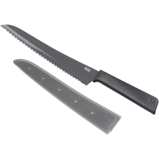 KUHN RIKON COLORI+ Brotmesser gezackte Klinge mit Klingenschutz, antihaftbeschichtet, Edelstahl, 32.5 cm, grau, Stainless Steel