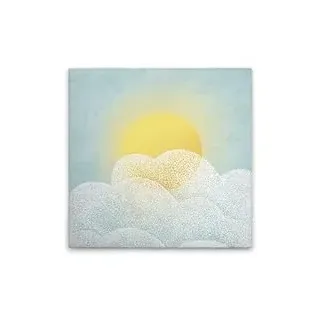 A.S. Création Leinwandbild Sonne & Wolken - Wandbild in Blau, Gelb - 40 x 40 cm - DD129412