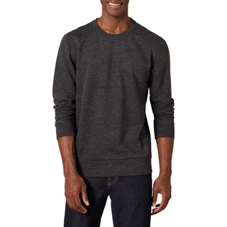 Amazon Essentials Herren Leichtes langärmeliges Frottee-Sweatshirt mit Rundhalsausschnitt (erhältlich in Big & Tall), Dunkelgrau Meliert, M