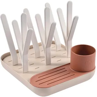 BÉABA BÉABA, Abtropfgestell Babyflaschen, Großes Fassungsvermögen, Modular, Bis zu 6 Flaschen und Kindergeschirr, Zubehörtopf, Optimierter Abfluss, Leicht zu verstauen, Kompakt, Praktisch, Terracotta