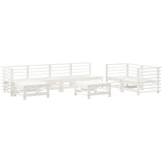 vidaXL 8-tlg. Garten-Lounge-Set Weiß Massivholz Kiefer - Weiß