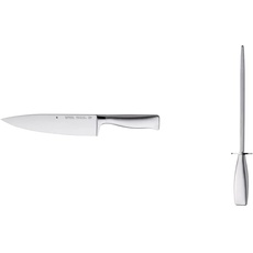 WMF Grand Gourmet Kochmesser 33,5 cm, Messer geschmiedet, Performance Cut, Spezialklingenstahl, Klinge 20 cm & Grand Gourmet Wetzstahl 36 cm, Wetzstab für Messer, Edelstahlgriff, Stahllänge 23 cm