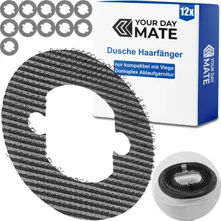 Abfluss Haarfänger, 12 Stück, kompatibel mit Viega Domoplex Duschablauf, Einwegsieb Duschfilter, Haarsieb Dusche ohne kleben, Duschwanne Filter Einsatz, Haarfilter Abflusssieb Rinne, Ablauf Sieb Set