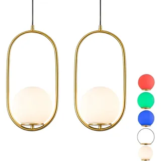 Peskoe Aufladbare Batteriebetrieben Hängelampe mit batterie,Glas Fernbedienung Pendellampe mit 9 RGB Farben dimmbar, Akku Pendelleuchte Ohne Stromanschluss,Für Schlafzimmer, Wohnzimmer