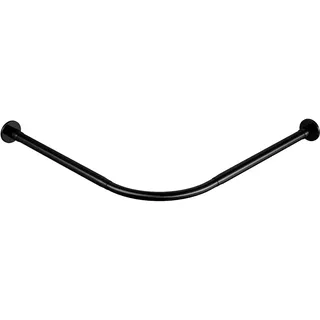 Tanxih Eck-Duschvorhangstange, verstellbar, Edelstahl, L-förmig, ohne Bohren, für Badezimmer, Badewanne, Bekleidungsgeschäft (Schwarz, 90-130cm X 90-130cm)