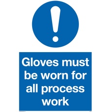 Viking Signs MP5714-A4P-V Schild "Gloves Must Be Worn For All Processes Work", Vinyl, 300 mm H x 200 mm B