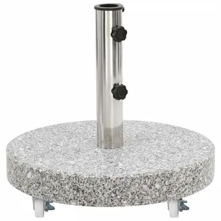 vidaXL Sonnenschirmständer mit 4 Rollen Schirmständer Sonnenschirm Schirm Ständer Schirmhalter Granitständer Granit 30kg Rund Grau