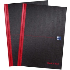 Oxford Black n' Red, A4 Notizbuch Hardcover, gebunden, liniert, 2 Stück