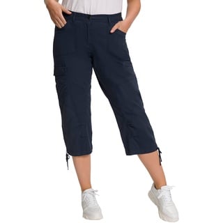 Ulla Popken Damen große Größen Übergrößen Plus Size 7/8-Cargohose, Komfortbund Marine 44 799192130-44