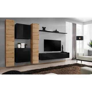 Wohnwand Designer Wohnzimmermöbel Braun Wandschrank Komplett Neu Wand Regal - Braun