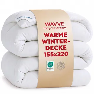WAVVE Bettdecke 155x220 cm Winterdecke Warm, Steppdecke Winter 450gsm Mikrofaser Duvet 155x220cm, Weiche Kuschelige Steppbettdecke Weiß 155 x 220 (1500g Füllung)