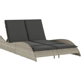 vidaXL Sonnenliege mit Auflagen Hellgrau 114x205x73 cm Poly Rattan - Grau