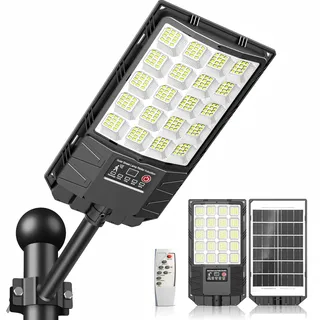Indmird Solar Straßenlaterne für Außen, Superhell Solarleuchten mit Bewegungsmelder, 6500K LED Solarlampen Außen mit Fernbedienung, IP66 Wasserdicht Solar Wegeleuchte für Garten Terrasse Garage Hof