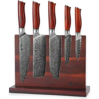 Wakoli Rose Elegance I 6-teiliges Messer-Set I 5 Küchenmesser & magnetischer Messerblock