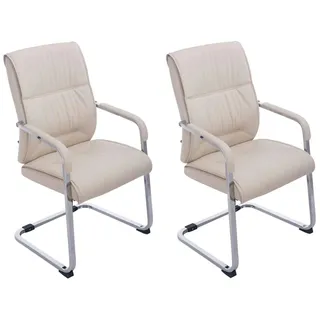 CLP 2er Set Freischwinger XXL Kunstleder Beige