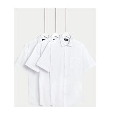 Mens M&S Collection 3er-Pack normal geschnittene, bügelleichte Kurzarmhemden - White, White, 18L