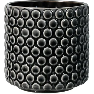 Bloomingville Blumentopf Dot - Dekorative Blumentöpfe für den Innenbereich, Retro-Stil, kreativ, S (12,5 cm Ø), Schwarz, Keramik