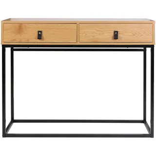 HOME DECO FACTORY HD6623 Abbott Schreibtisch, Holz und Metall, Konsole, Möbel, für Eingangsbereich, Natur, Schwarz, 100 x 35 x 80,5 cm