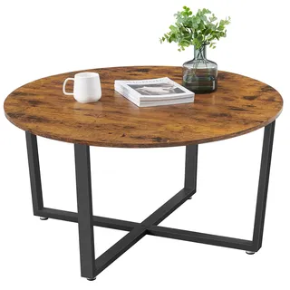 VASAGLE Runder Couchtisch Braun Holz 88 x 47 cm