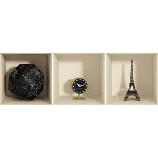 3D-Wandtattoo, selbstklebend, 3D-Effekt, Welt, Uhr und Eiffelturm, Wandaufkleber für Schlafzimmer, 3D-Wandsticker – Wohnzimmer – Wandaufkleber Trompe das Auge | 40 x 120 cm